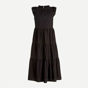 J Crew Tiered ruffle-sleeve cotton poplin dress